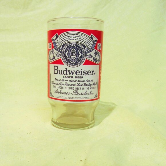 VTG BUDWEISER COLLECTIBLE GLASS W/LOGO LABEL - Picture 1 of 6